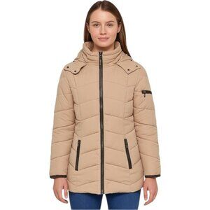 Ellesse Italia Medium Beige Hooded Puffer Jacket